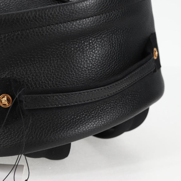 VERSACE Backpack Leather Black Gold Auth 118689A