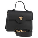 VERSACE Hand Bag Leather 2way Gold Black Auth 118691M-1
