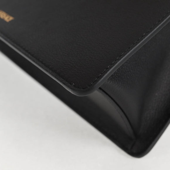 VERSACE Hand Bag Leather 2way Gold Black Auth 118691M