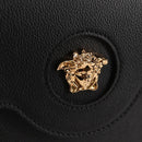 VERSACE Hand Bag Leather 2way Gold Black Auth 118691M-18