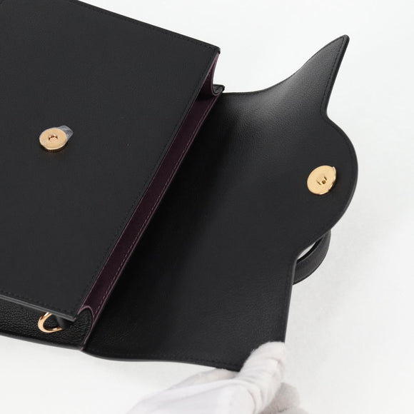 VERSACE Hand Bag Leather 2way Gold Black Auth 118691M