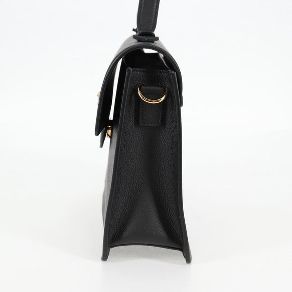 VERSACE Hand Bag Leather 2way Gold Black Auth 118691M