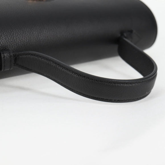 VERSACE Hand Bag Leather 2way Gold Black Auth 118691M