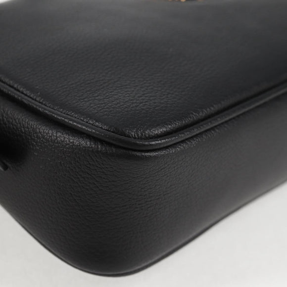 VERSACE Hand Bag Leather Black Gold Auth 118692A