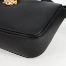 VERSACE Hand Bag Leather Black Gold Auth 118692A-14