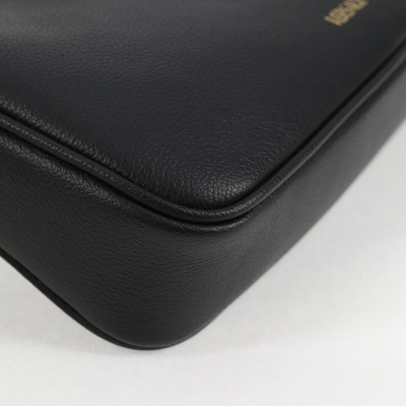 VERSACE Hand Bag Leather Black Gold Auth 118692V
