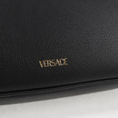 VERSACE Hand Bag Leather Black Gold Auth 118692A-17