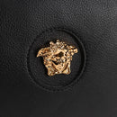 VERSACE Hand Bag Leather Black Gold Auth 118692A-18