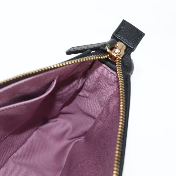 VERSACE Hand Bag Leather Black Gold Auth 118692A