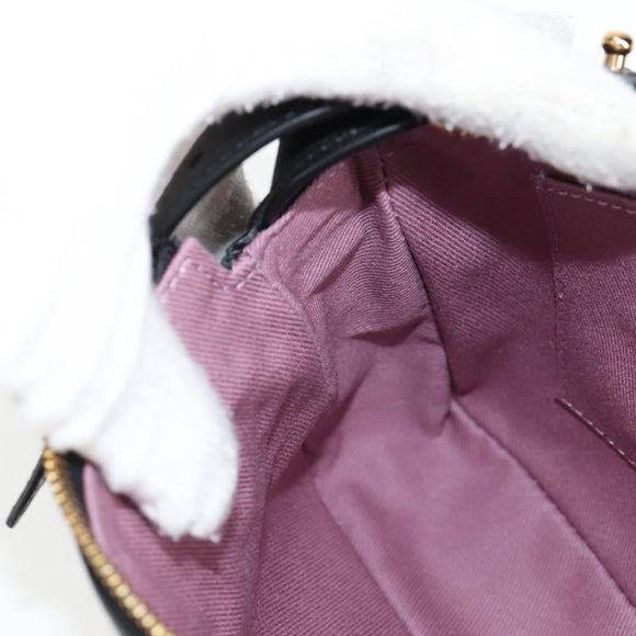 VERSACE Hand Bag Leather Black Gold Auth 118692A