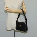 VERSACE Hand Bag Leather Black Gold Auth 118692A-23