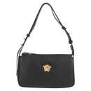 VERSACE Hand Bag Leather Black Gold Auth 118692A-13