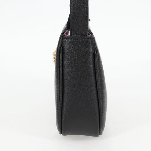 VERSACE Hand Bag Leather Black Gold Auth 118692A