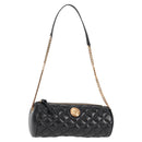 VERSACE Chain Shoulder Bag Leather Black Gold Auth 118693A-1