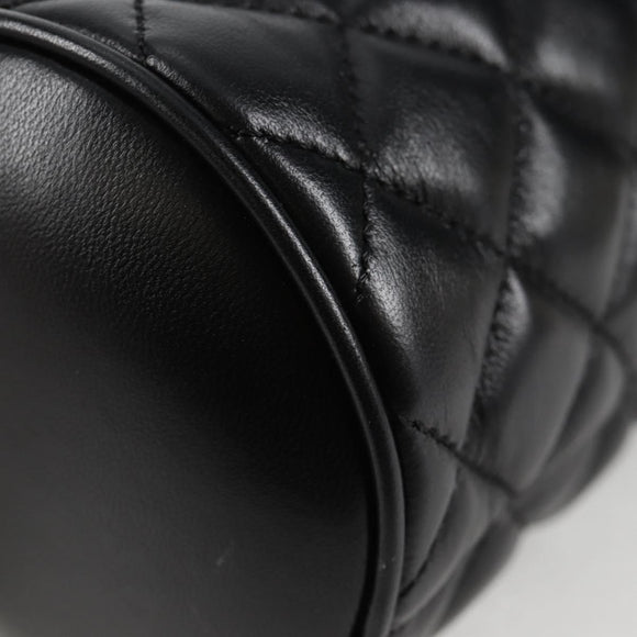 VERSACE Chain Shoulder Bag Leather Black Gold Auth 118693A