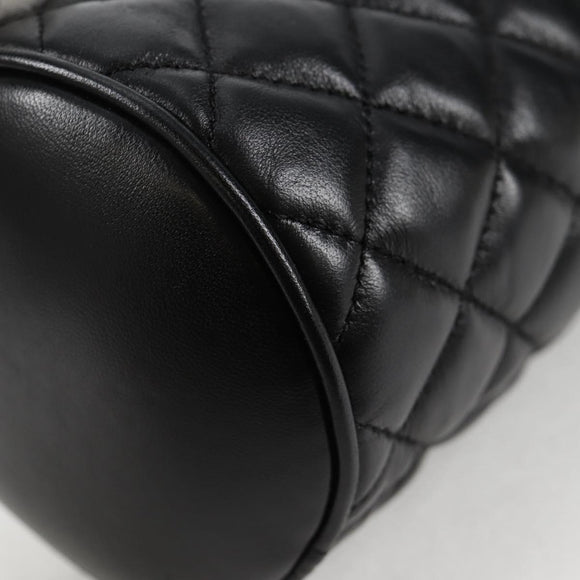 VERSACE Chain Shoulder Bag Leather Black Gold Auth 118693A