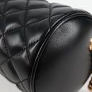 VERSACE Chain Shoulder Bag Leather Black Gold Auth 118693A-17