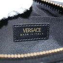 VERSACE Chain Shoulder Bag Leather Black Gold Auth 118693A-10