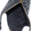 VERSACE Chain Shoulder Bag Leather Black Gold Auth 118693A-11