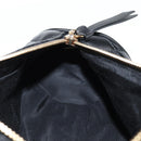 VERSACE Chain Shoulder Bag Leather Black Gold Auth 118693A-20