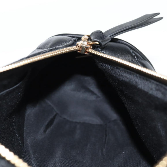 VERSACE Chain Shoulder Bag Leather Black Gold Auth 118693A