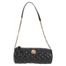 VERSACE Chain Shoulder Bag Leather Black Gold Auth 118693A-13