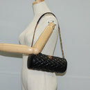 VERSACE Chain Shoulder Bag Leather Black Gold Auth 118693A-22