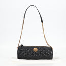 VERSACE Chain Shoulder Bag Leather Black Gold Auth 118693A-12