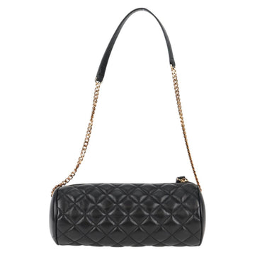 VERSACE Chain Shoulder Bag Leather Black Gold Auth 118693V - 0