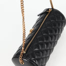 VERSACE Chain Shoulder Bag Leather Black Gold Auth 118693A-6