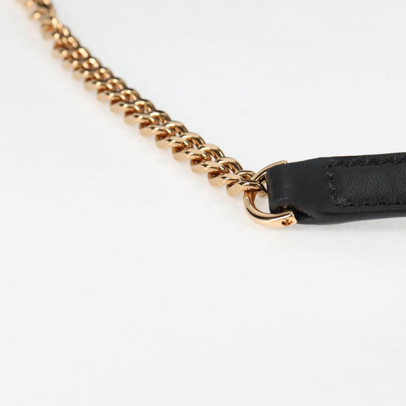 VERSACE Chain Shoulder Bag Leather Black Gold Auth 118693A