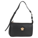 VERSACE Hand Bag Leather Gold Black Auth 118694A-1