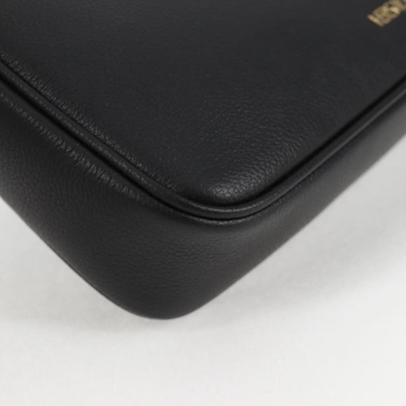 VERSACE Hand Bag Leather Gold Black Auth 118694A