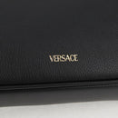 VERSACE Hand Bag Leather Gold Black Auth 118694A-18