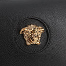VERSACE Hand Bag Leather Gold Black Auth 118694A-19