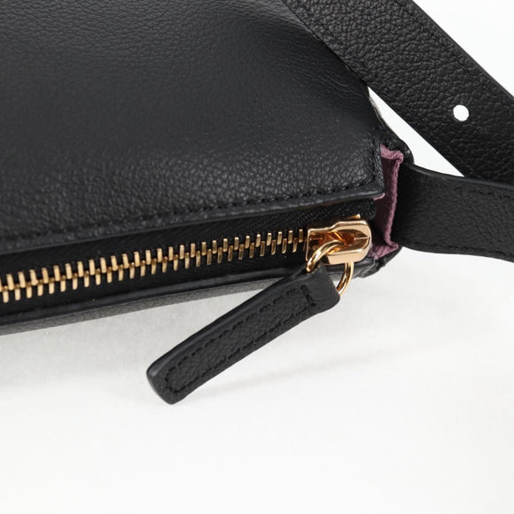 VERSACE Hand Bag Leather Gold Black Auth 118694A