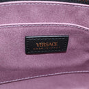 VERSACE Hand Bag Leather Gold Black Auth 118694A-20