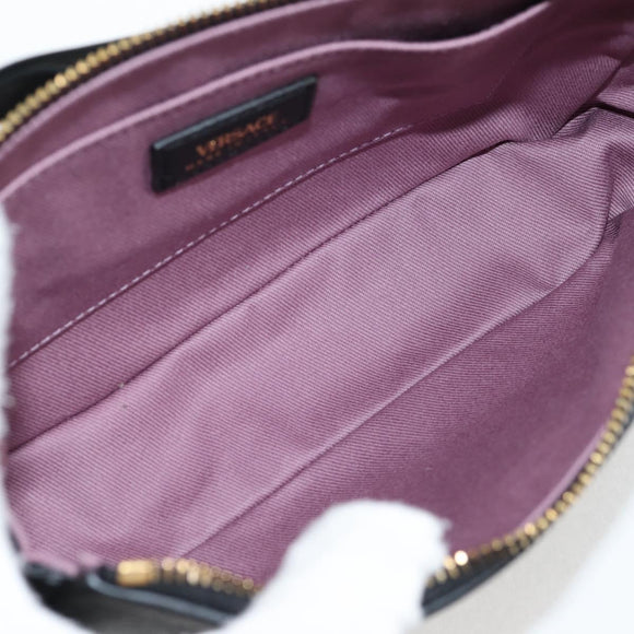 VERSACE Hand Bag Leather Gold Black Auth 118694A