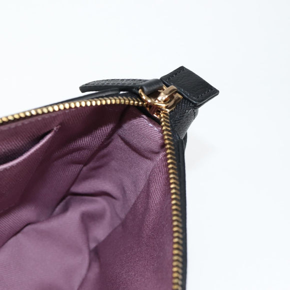 VERSACE Hand Bag Leather Gold Black Auth 118694A