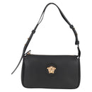 VERSACE Hand Bag Leather Gold Black Auth 118694A-13