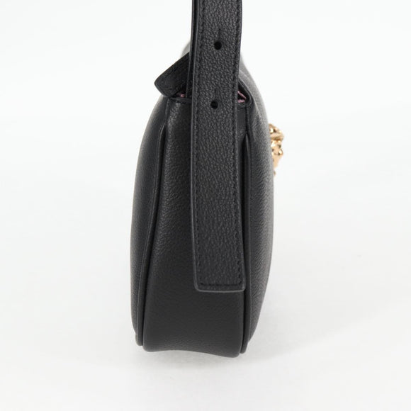 VERSACE Hand Bag Leather Gold Black Auth 118694A