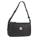 VERSACE Hand Bag Leather Black Gold Auth 118695A-1