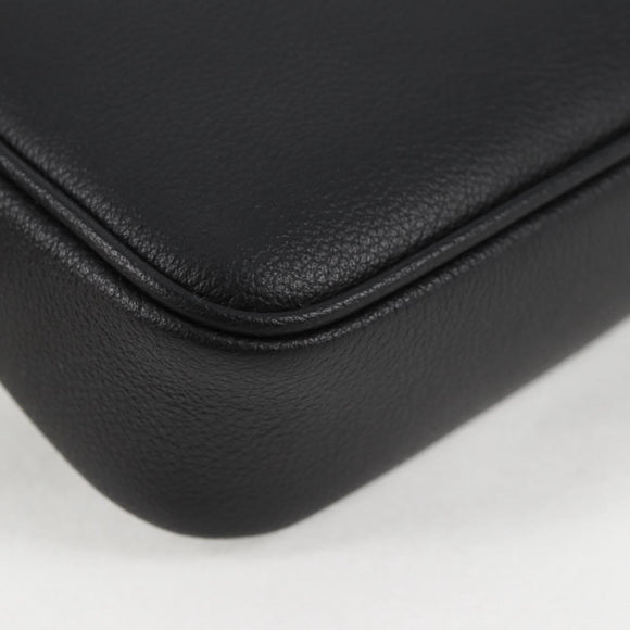 VERSACE Hand Bag Leather Black Gold Auth 118695A