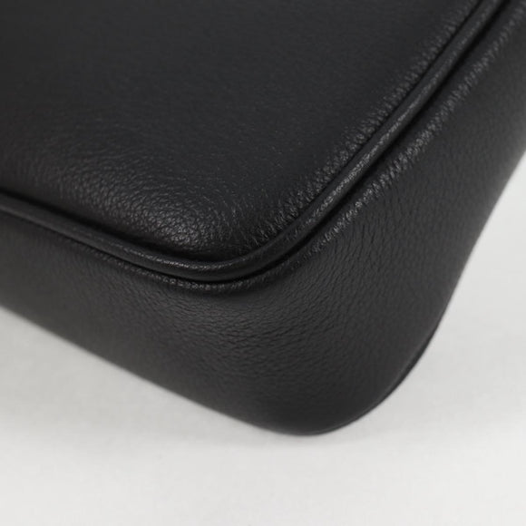 VERSACE Hand Bag Leather Black Gold Auth 118695A