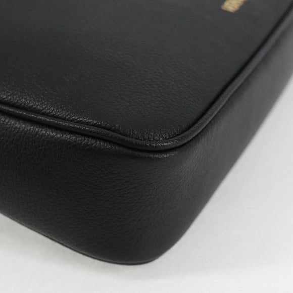 VERSACE Hand Bag Leather Black Gold Auth 118695A