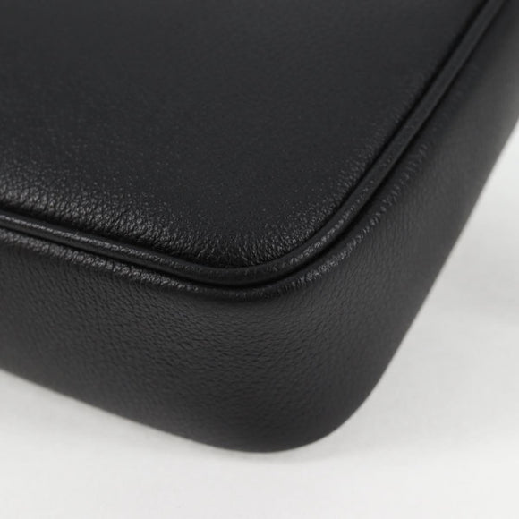 VERSACE Hand Bag Leather Black Gold Auth 118695A