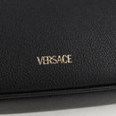 VERSACE Hand Bag Leather Black Gold Auth 118695A-17