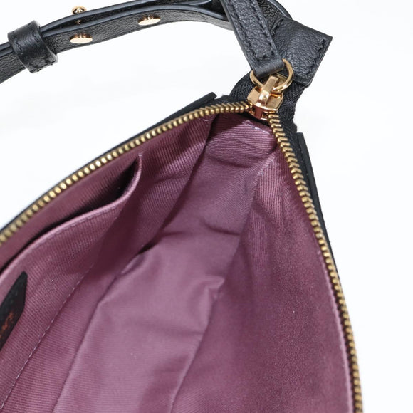 VERSACE Hand Bag Leather Black Gold Auth 118695A