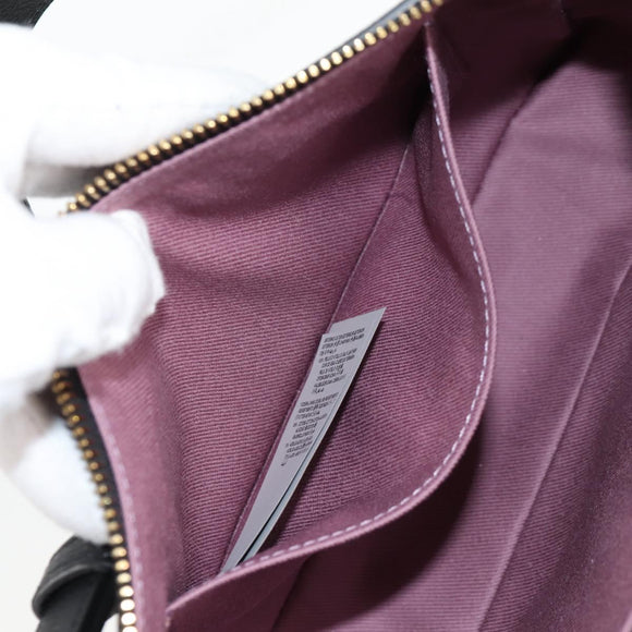 VERSACE Hand Bag Leather Black Gold Auth 118695A