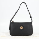 VERSACE Hand Bag Leather Black Gold Auth 118695A-12